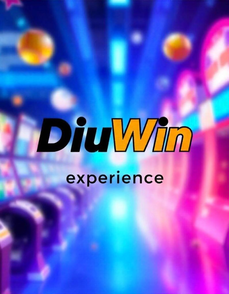 Diuwin App Experience with blurred casino on the background.